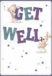 With bright optimism, this get well card gently lights up any room, sharing the spirit of Hampton's caring community. Two charming characters-a huggable teddy bear and a floppy-eared puppy-lean in close as they joyfully balance the bold, multi-hued letters that announce 'Get Well.' The ink's deep purples and fresh teals pop against the crisp background, echoing the vibrant bursts of colour seen at Hampton's Saturday flower markets. Sapphire and lilac stars shimmer through the design, lending an enchanted feeling reminiscent of stargazing on a clear evening by the riverside. Every stroke of the bear and puppy's fur glows with touchable softness, offering the same welcome you might receive at a local shop or from Hampton Florist's careful arrangements. Whether accompanying a fragrant bouquet or sent on its own, this card is a visual embrace-a celebration of healing, encouragement, and the bright hope found in heartfelt connections across Hampton.